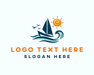 Wave - Tropical Ocean Sailboat logo design