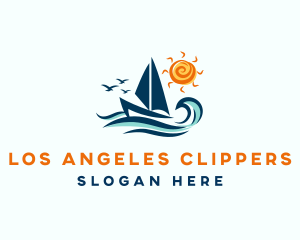 Tropical Ocean Sailboat Logo