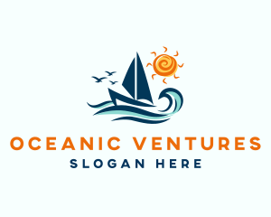 Tropical Ocean Sailboat logo design