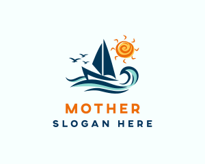 Resort - Tropical Ocean Sailboat logo design