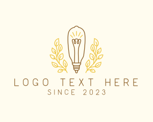 Light - Leaf Plant Bulb logo design