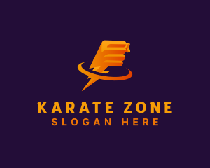 Karate - Fist Fighter Lightning logo design