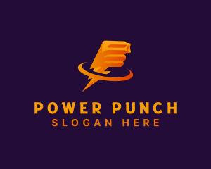 Punch - Fist Fighter Lightning logo design