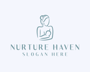 Postpartum - Mom Baby Breastfeeding logo design