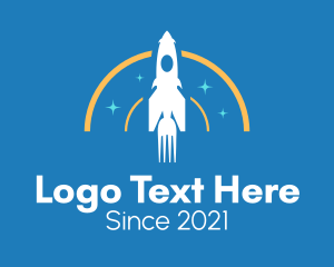 Space - Fork Rocket Launch logo design