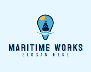 Location Pin Ship logo design