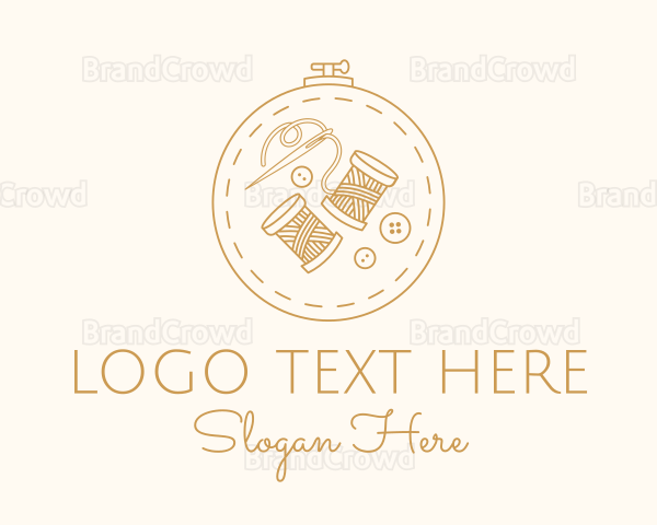 Button Spool Sewing Fabric Logo