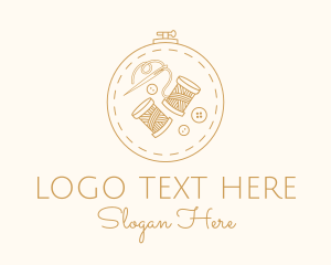 Thread - Button Spool Sewing Fabric logo design