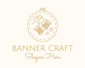 Button Spool Sewing Fabric logo design