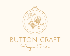 Button Spool Sewing Fabric logo design