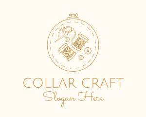 Button Spool Sewing Fabric logo design