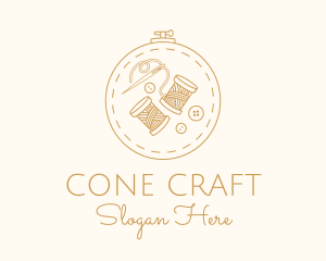 Button Spool Sewing Fabric logo design