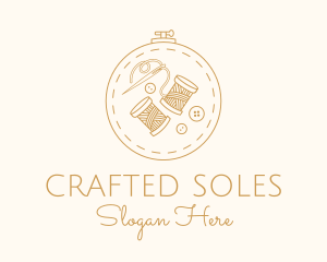 Button Spool Sewing Fabric logo design