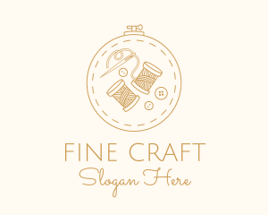 Button Spool Sewing Fabric logo design