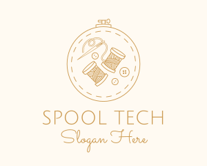 Button Spool Sewing Fabric logo design