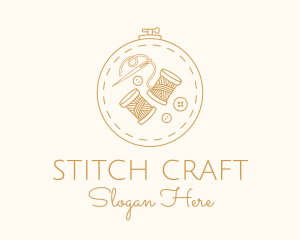 Button Spool Sewing Fabric logo design