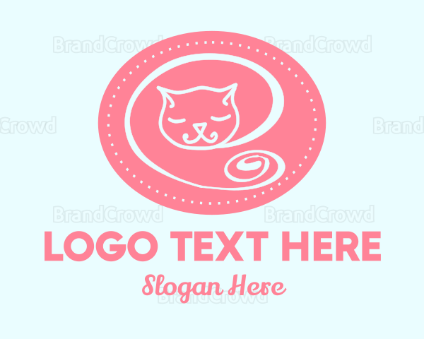 Pink Sleepy Cat Logo