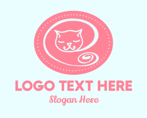 Adorable - Pink Sleepy Cat logo design
