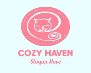 Comfort - Pink Sleepy Cat logo design
