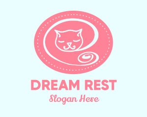 Nap - Pink Sleepy Cat logo design