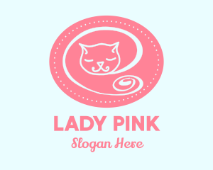 Pink Sleepy Cat logo design