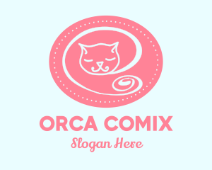 Circle - Pink Sleepy Cat logo design