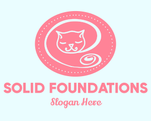 Children - Pink Sleepy Cat logo design