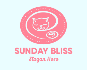 Sunday - Pink Sleepy Cat logo design