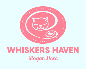 Whiskers - Pink Sleepy Cat logo design