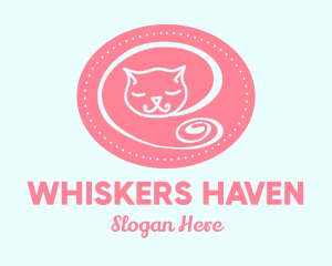 Pink Sleepy Cat logo design