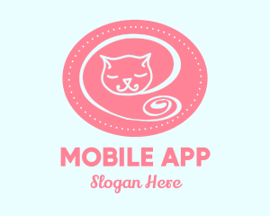 Cute - Pink Sleepy Cat logo design