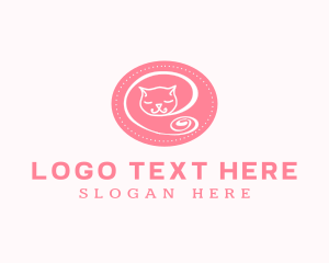 Cute - Pink Sleepy Cat logo design