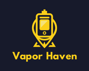 Vape - Yellow Pin Vaping logo design