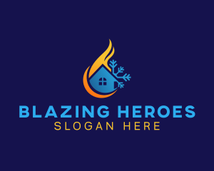 Fireman - House Cooling Heating Hvac logo design