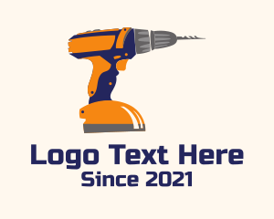 Power Drill - Construction Power Drill logo design