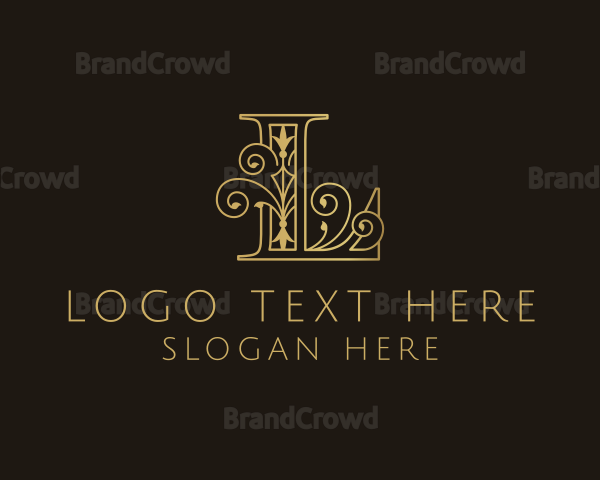 Gold Ornate Letter L Logo