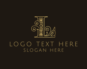 Hair Salon - Gold Ornate Letter L logo design