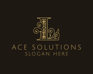 Gold Ornate Letter L logo design