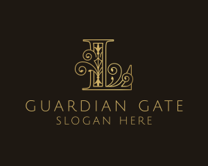 Gate - Gold Ornate Letter L logo design