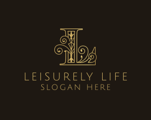 Gold Ornate Letter L logo design