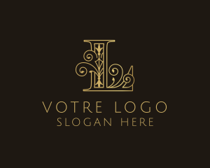 Floristry - Gold Ornate Letter L logo design