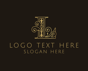 Gold Ornate Letter L Logo