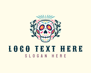 Mexican - Festive Decorative Skull logo design