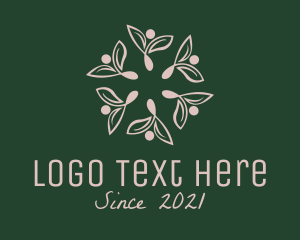 Vegan - Floral Butterfly Wreath logo design