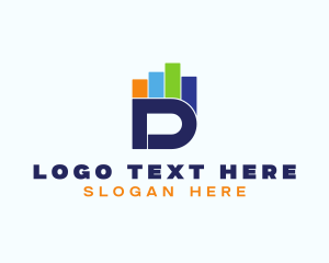Stats - Multicolor Chart Letter D logo design