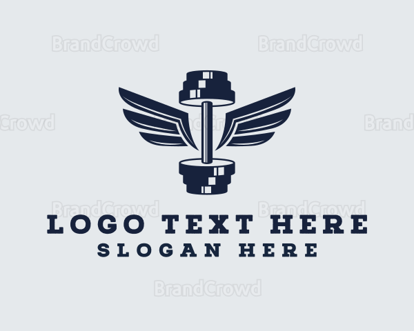 Fitness Dumbbell Wings Logo