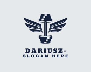 Exercise - Fitness Dumbbell Wings logo design