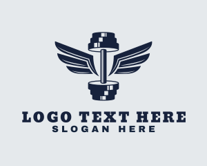 Fitness - Fitness Dumbbell Wings logo design