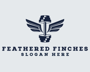 Fitness Dumbbell Wings Logo