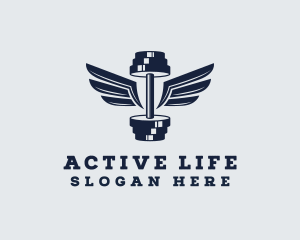 Fitness Dumbbell Wings logo design